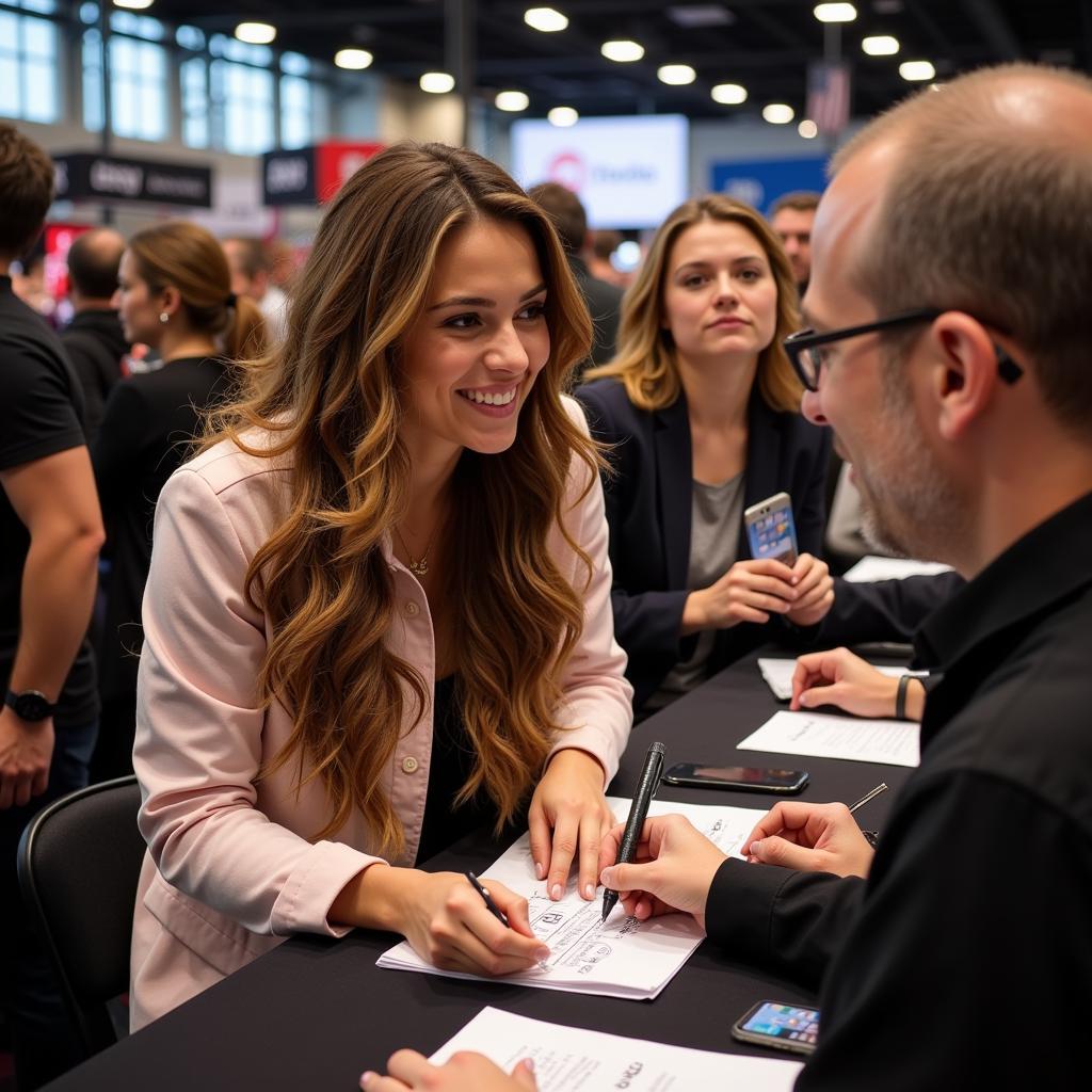 Fans meeting Miesha Tate at an event