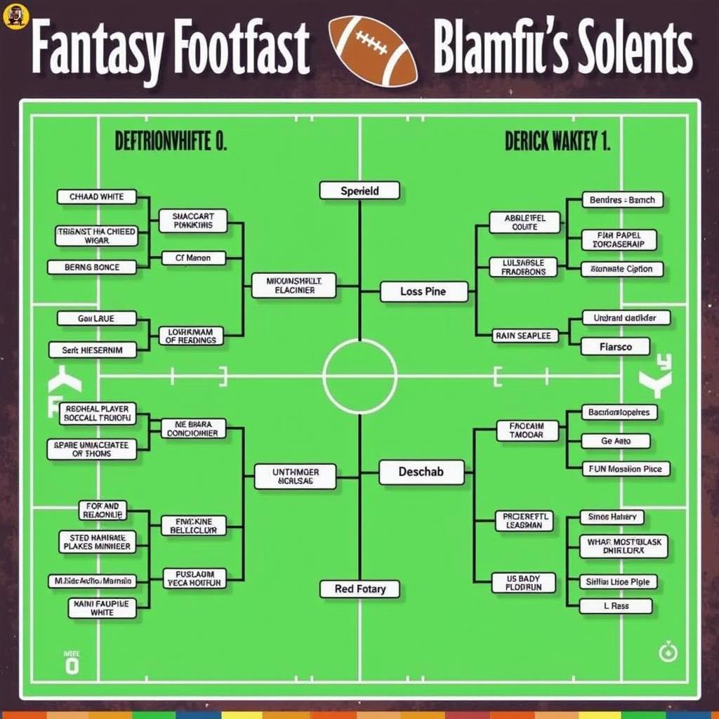 A fantasy football draft board with player names and positions.