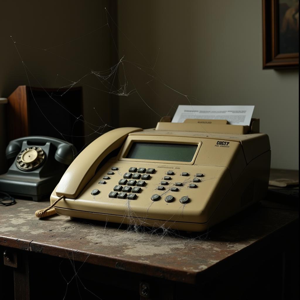 Old Fax Machine Covered in Dust