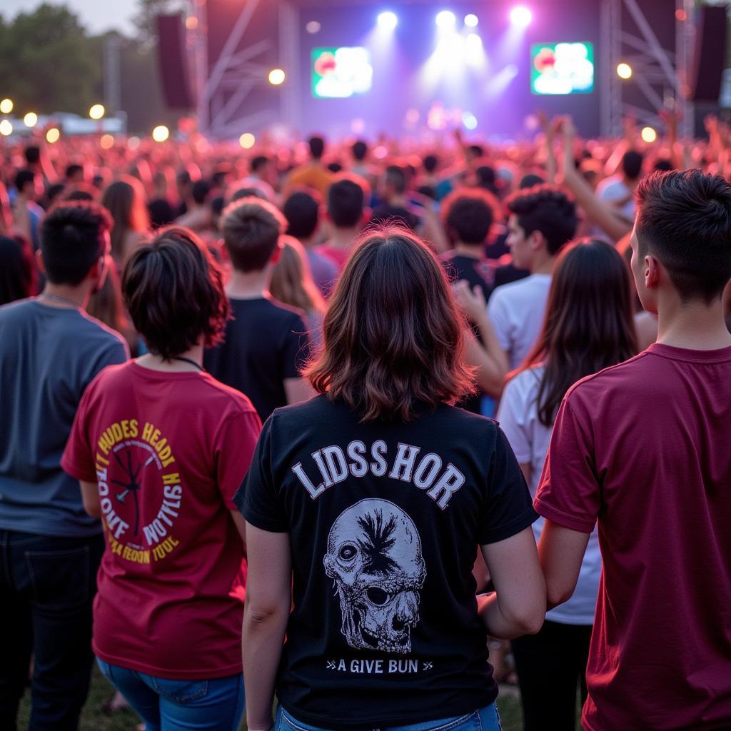 Festival Crowd Wearing Unique T-shirts