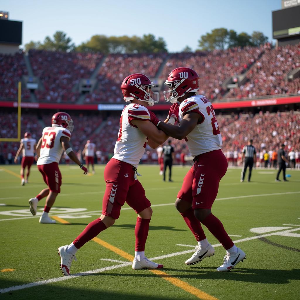 Yamal Celebrating a Touchdown on the First Drive