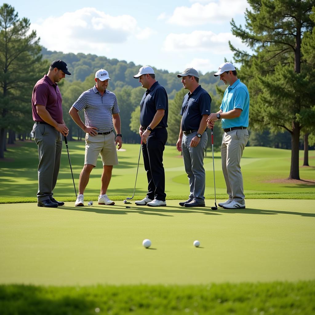 Five Players Enjoying a Scramble Golf Game