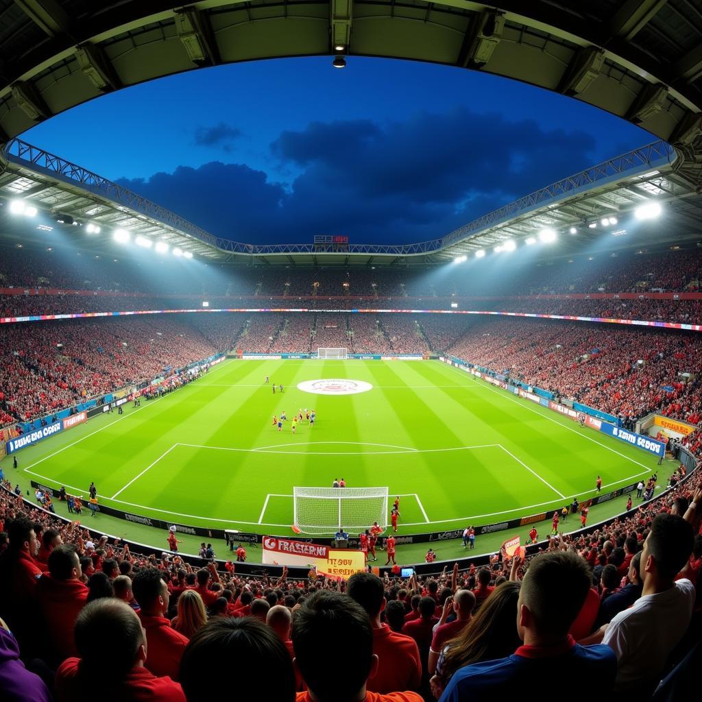 Packed stadium crowd during a championship match