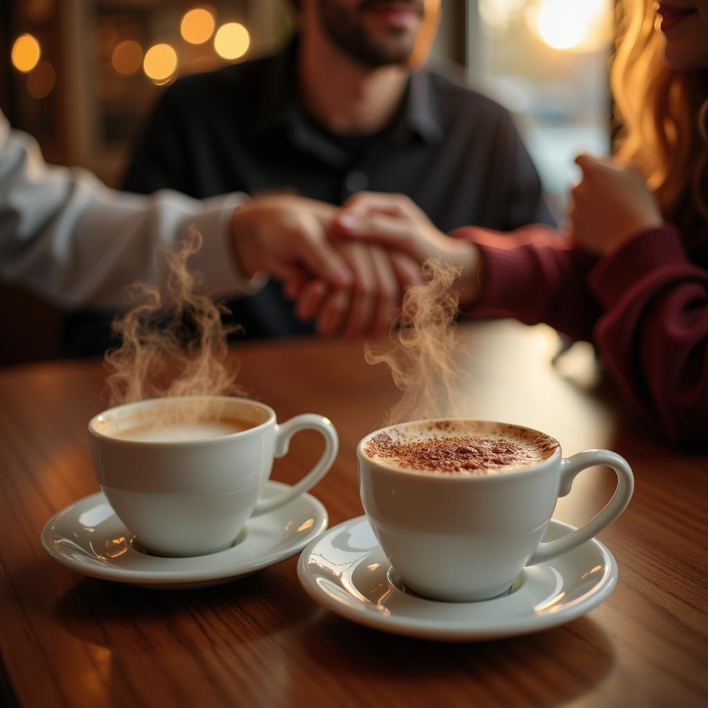 Couple Enjoying a Flirty Coffee Date