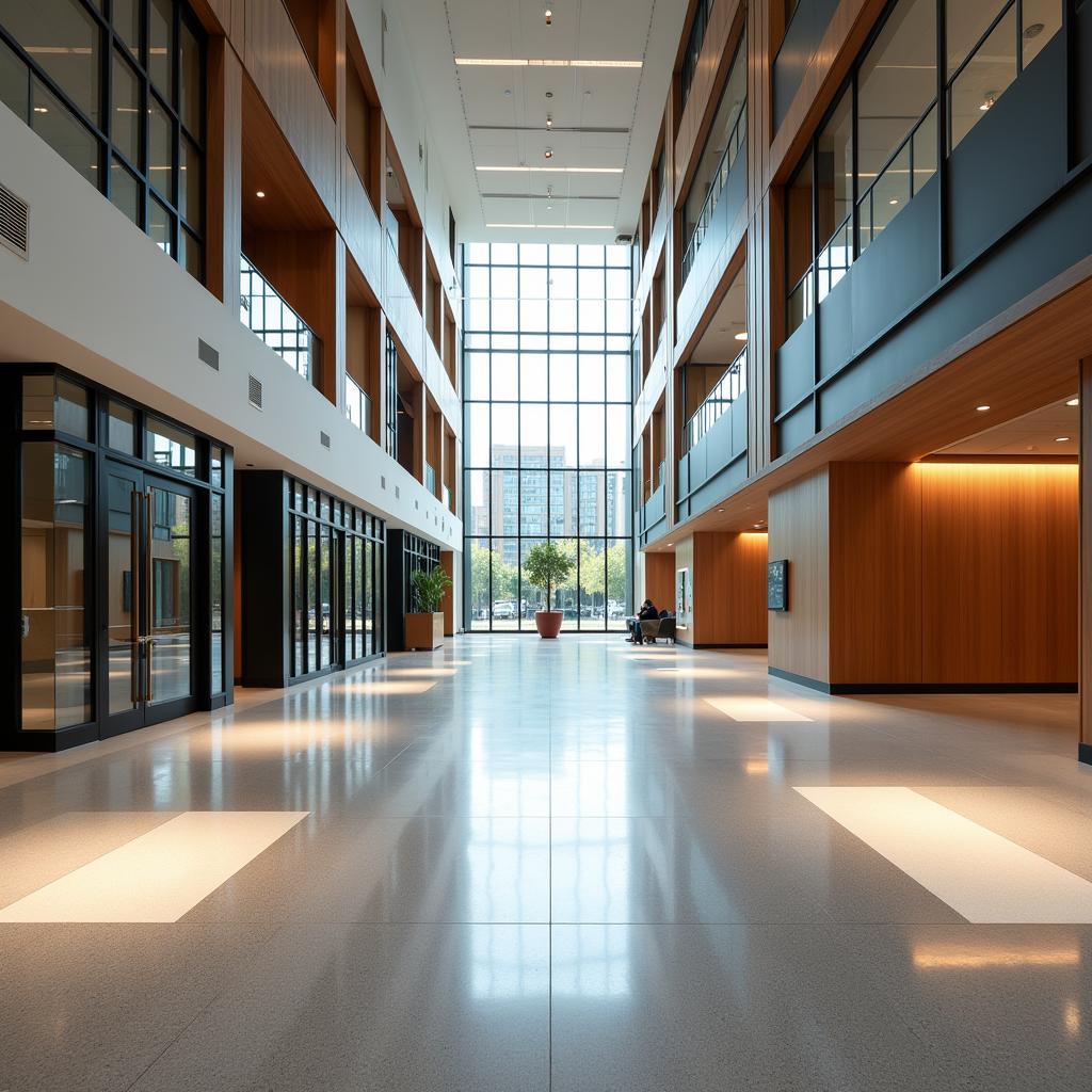 Commercial Building Lobby with Floor Light Tiles