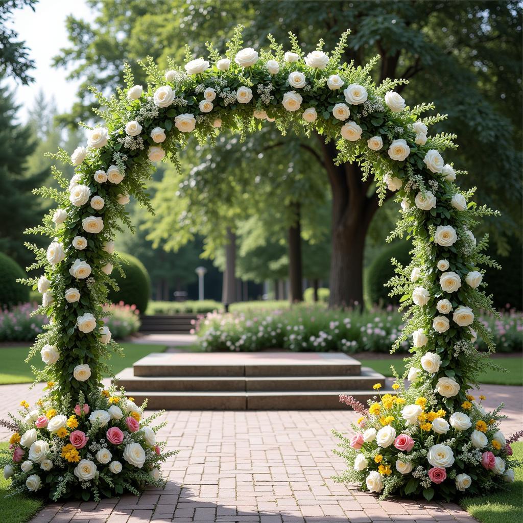  Stunning floral arrangements adorning a diamond wedding arch