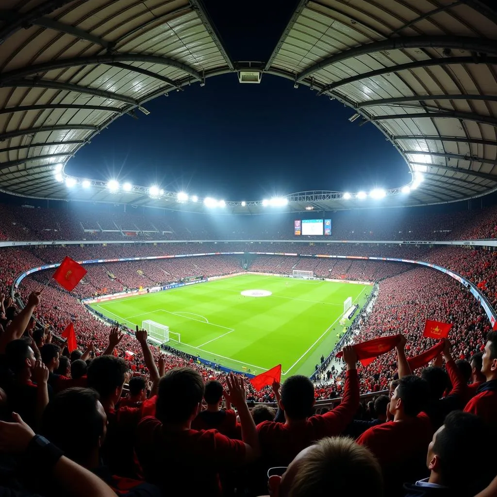 Football Fans Cheering in Stadium