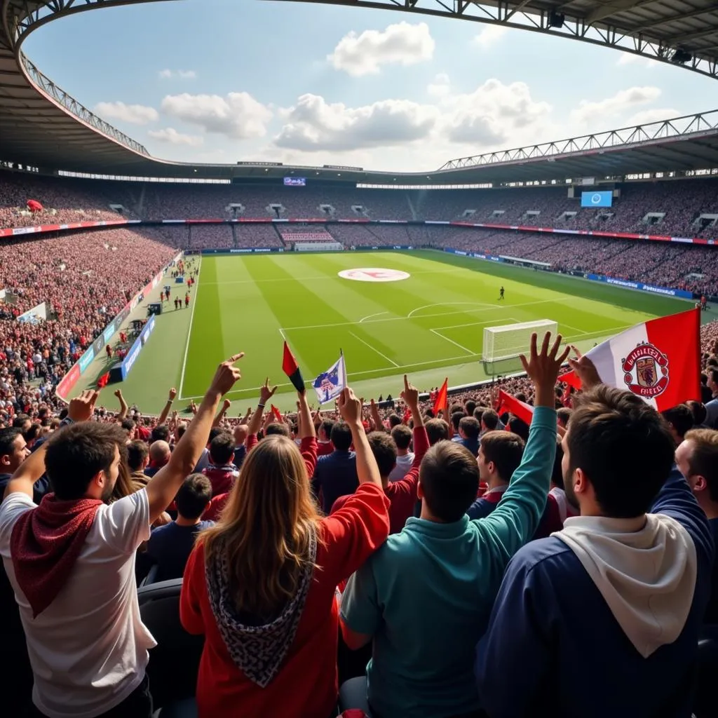 Football Fans Cheering with Elemental Skin Merchandise