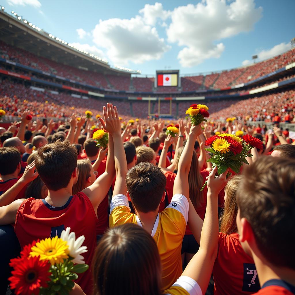 Football Fans Holding Mod Flowers