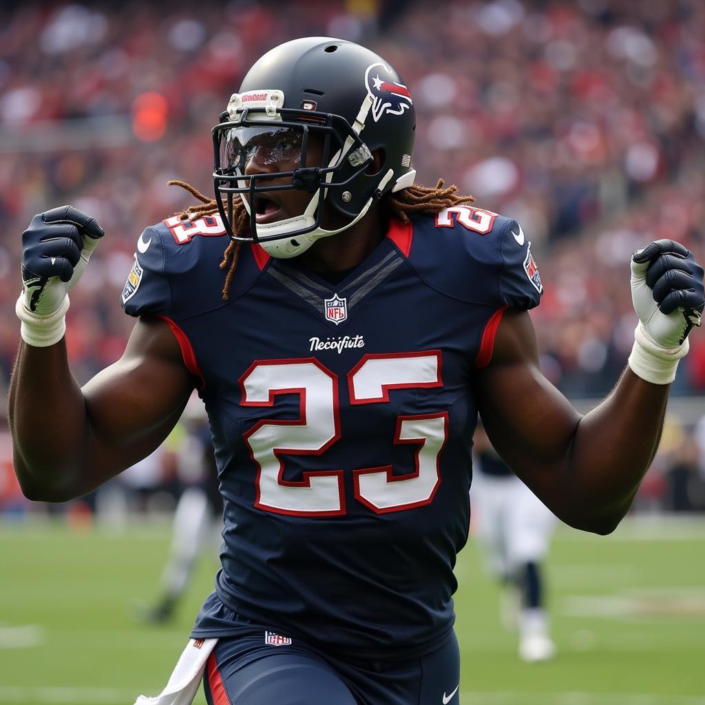 Football Player in Black Mask Celebrating