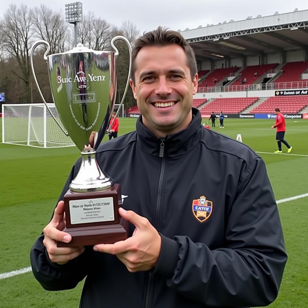  Football player receiving the "Man of the Match" award 