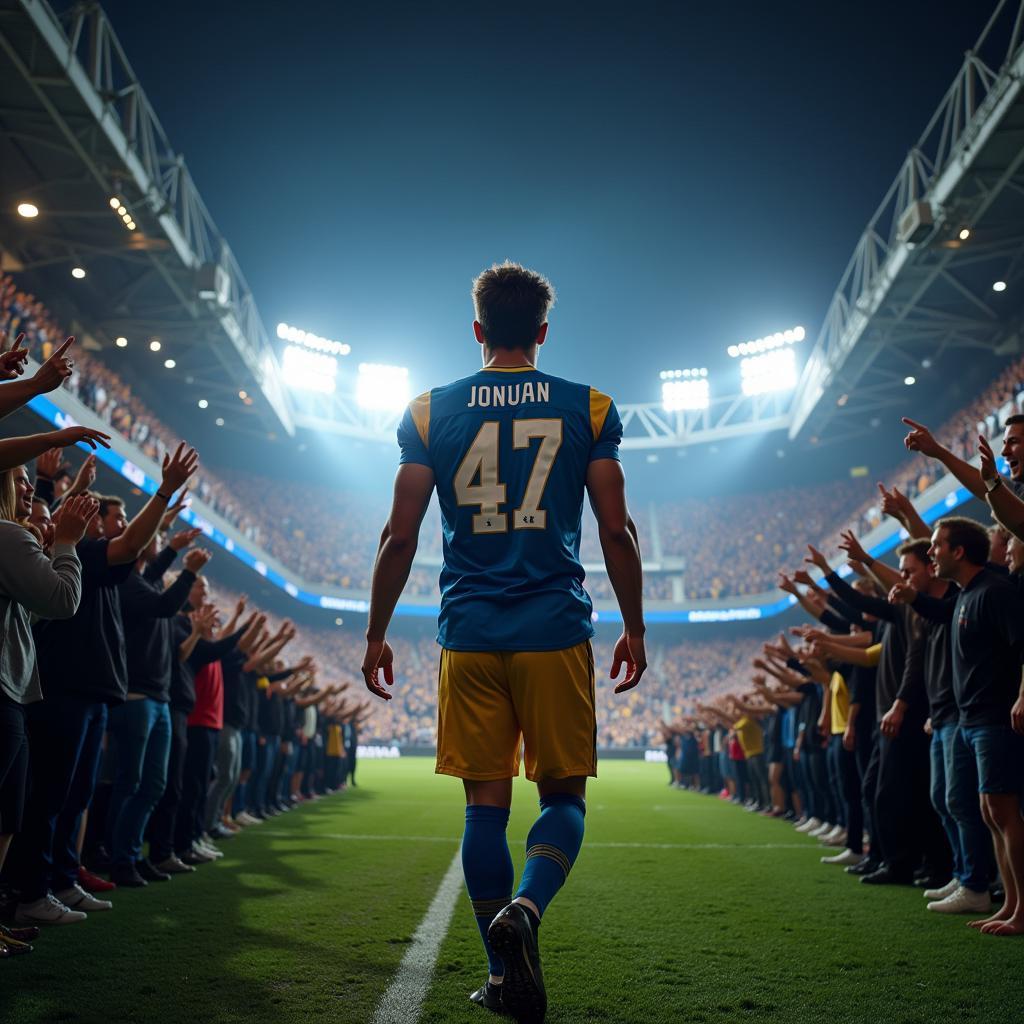 Football Player Entering Stadium with Epic Walkout Song