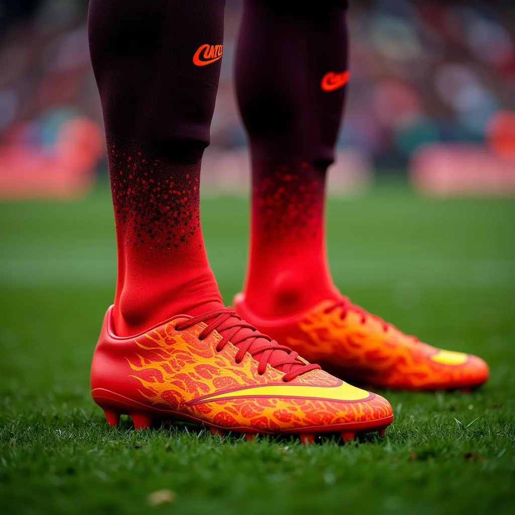 Football Player Wearing Fire Elemental Skin Boots