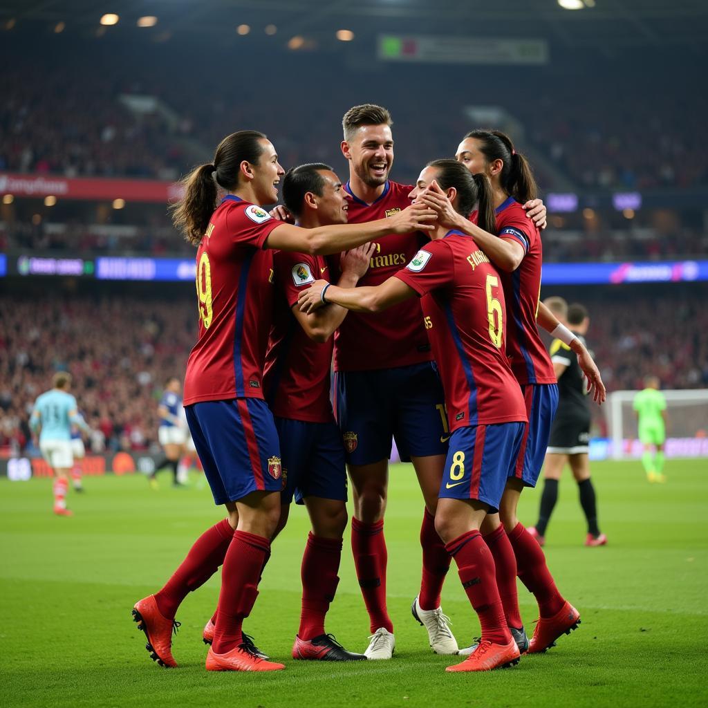 Football Players Celebrating a Goal