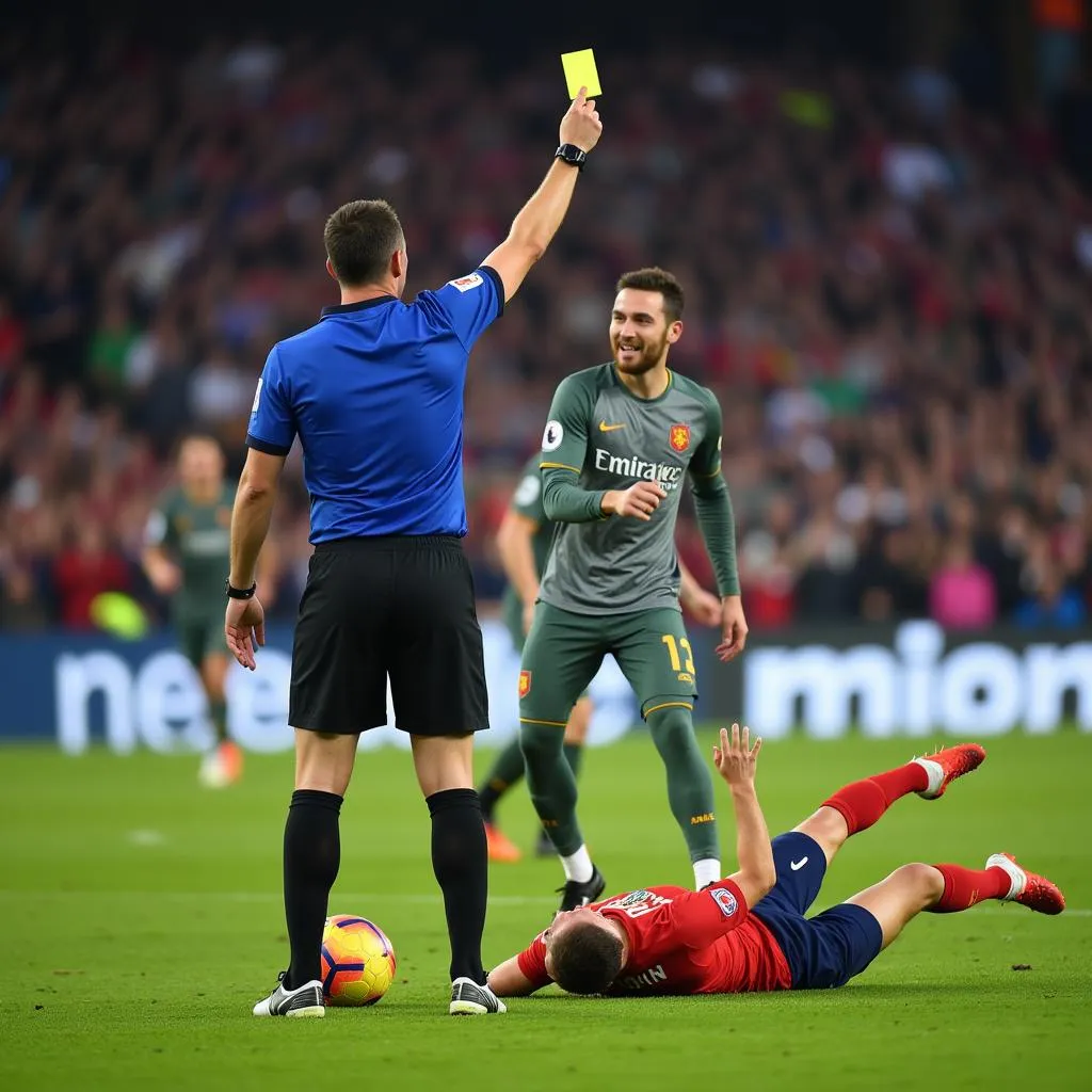 Referee Issuing a Yellow Card