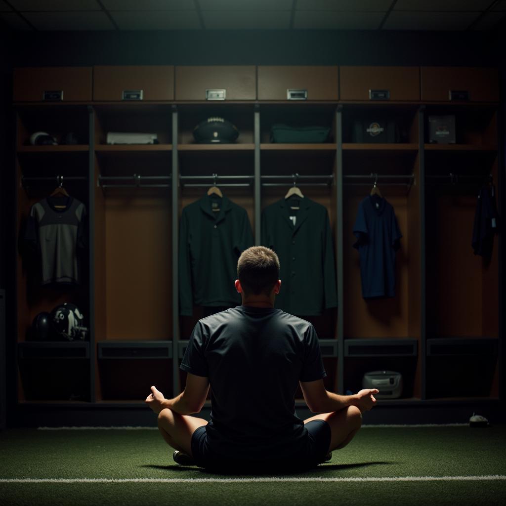 Footballer Meditating with Intense Focus