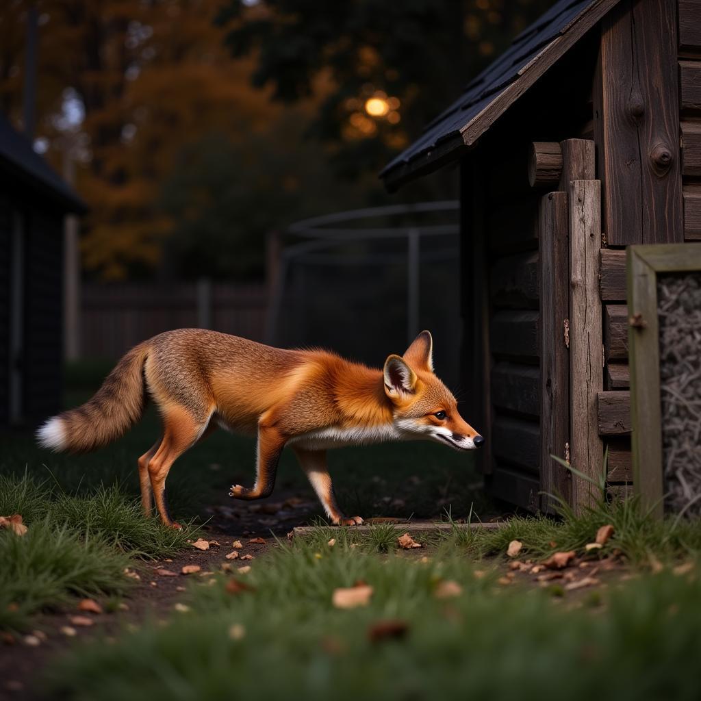 Fox Approaching Chicken Coop