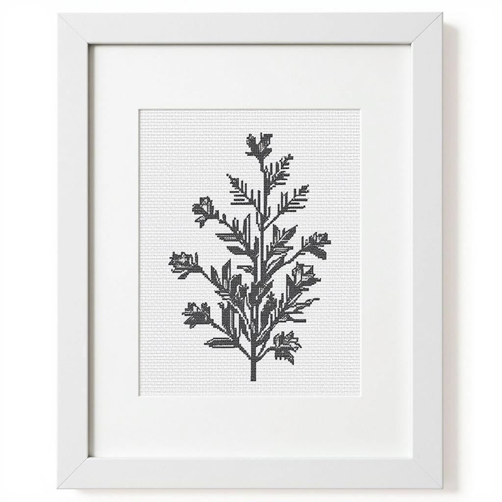 Free Black and White Cross Stitch Floral Pattern