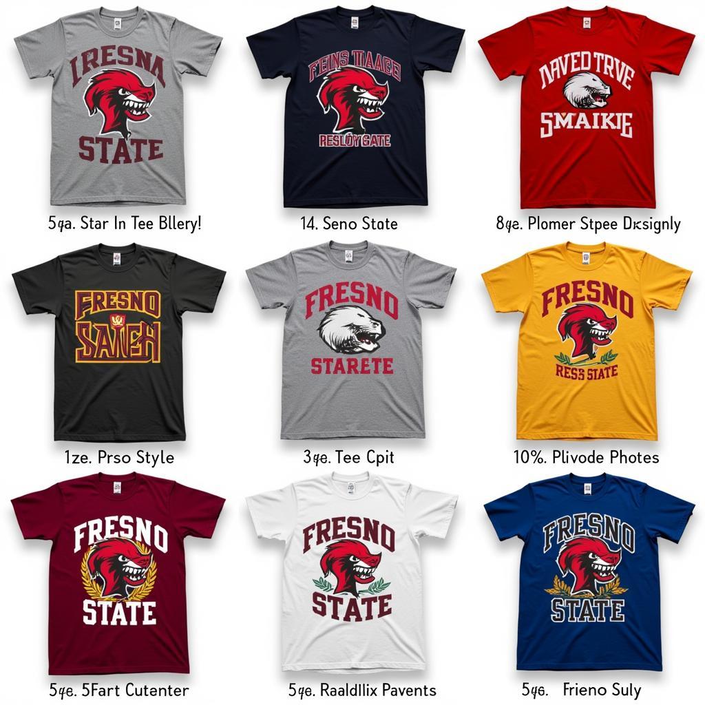 Fresno State tee shirt designs showcasing a variety of styles and logos.