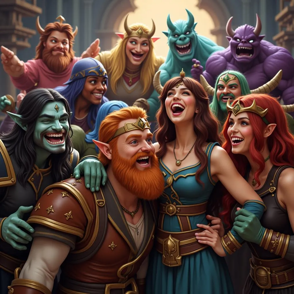 World of Warcraft Characters Laughing Together