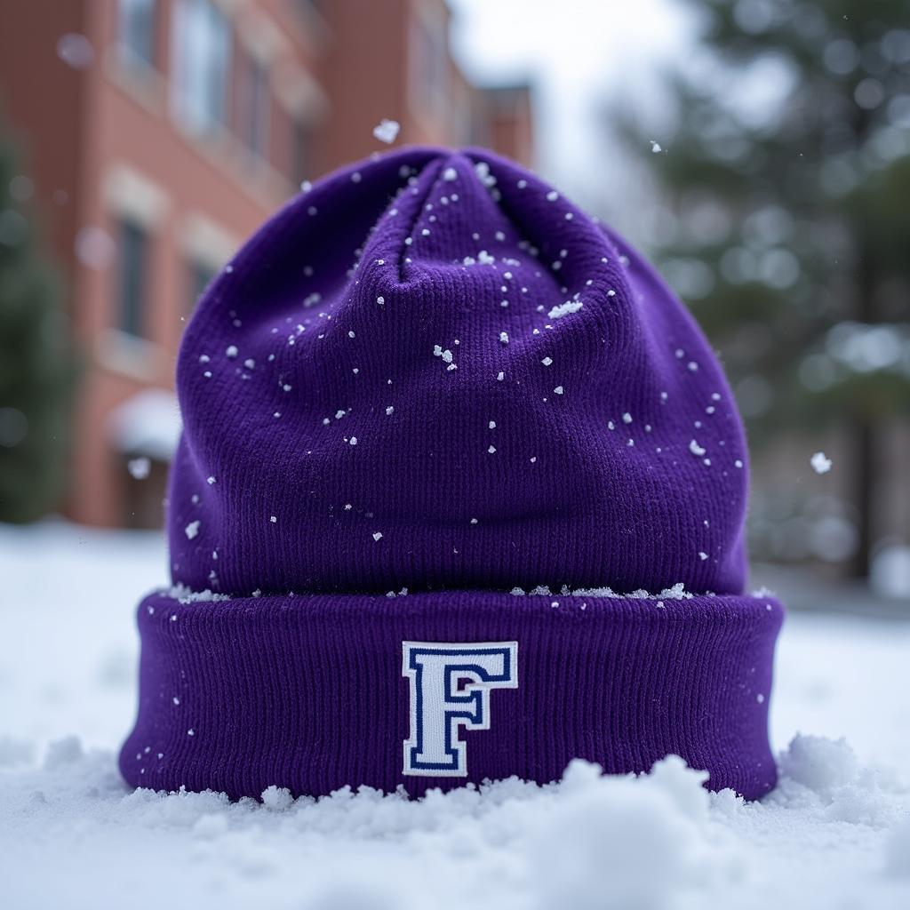 Furman University Beanie for Winter - Purple Knit