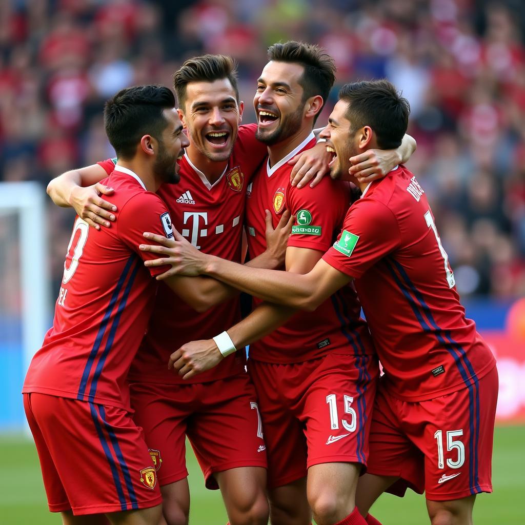 Gabriel Rui celebrates scoring a goal with his teammates