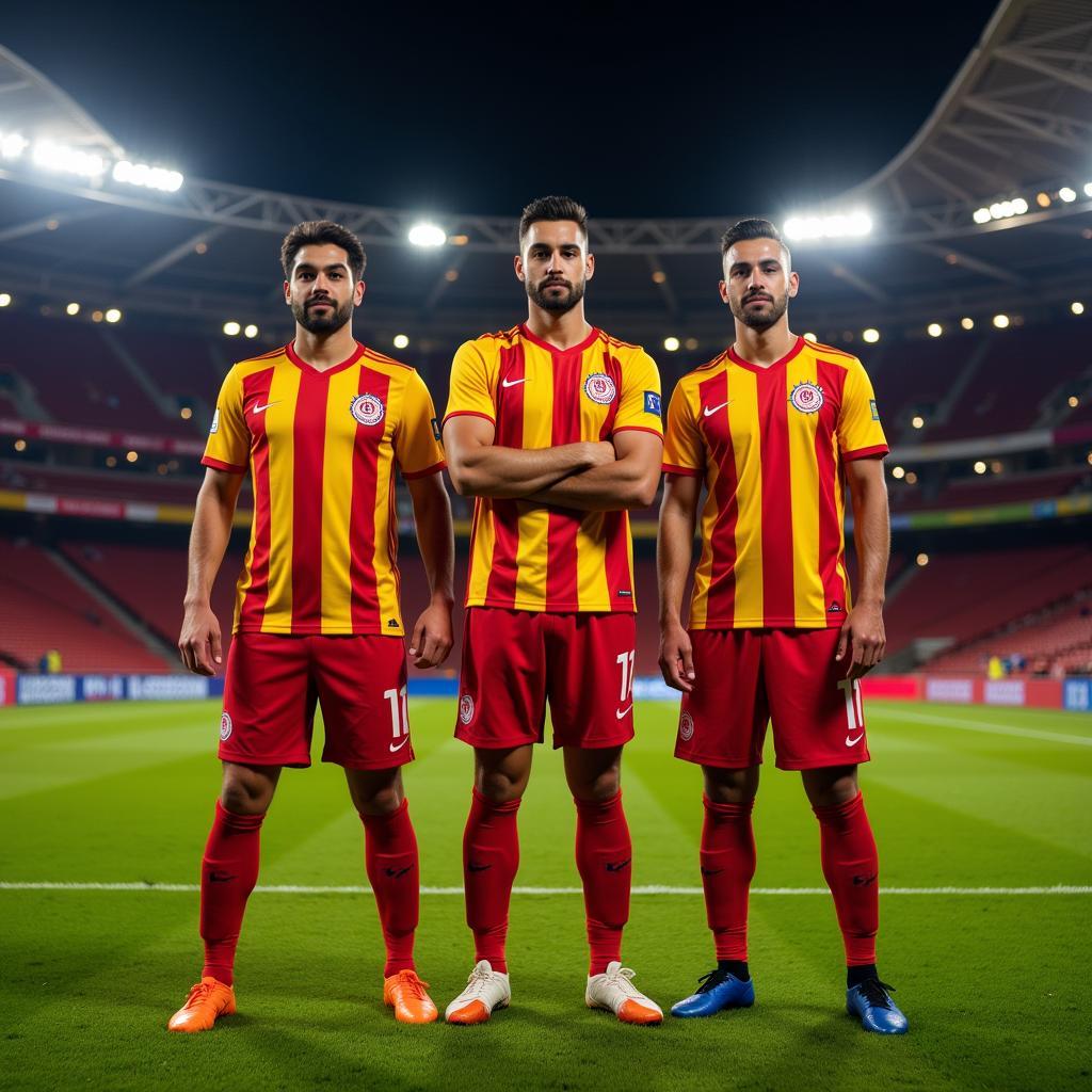 Galatasaray players sporting the new home kit