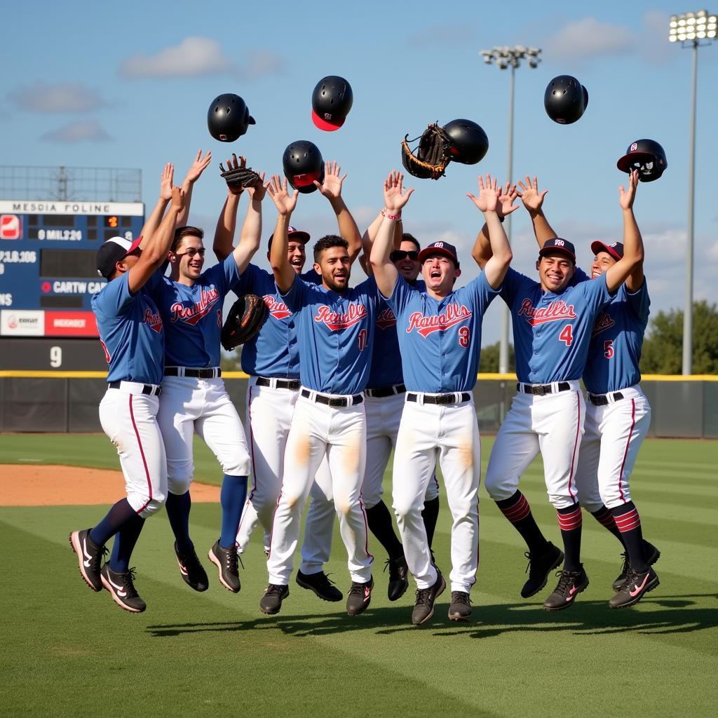 Celebrating a game-winning hit