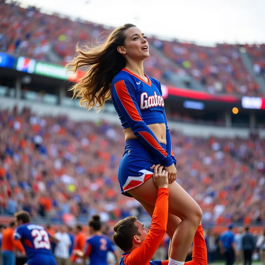 A Gators Cheerleader Soaring High