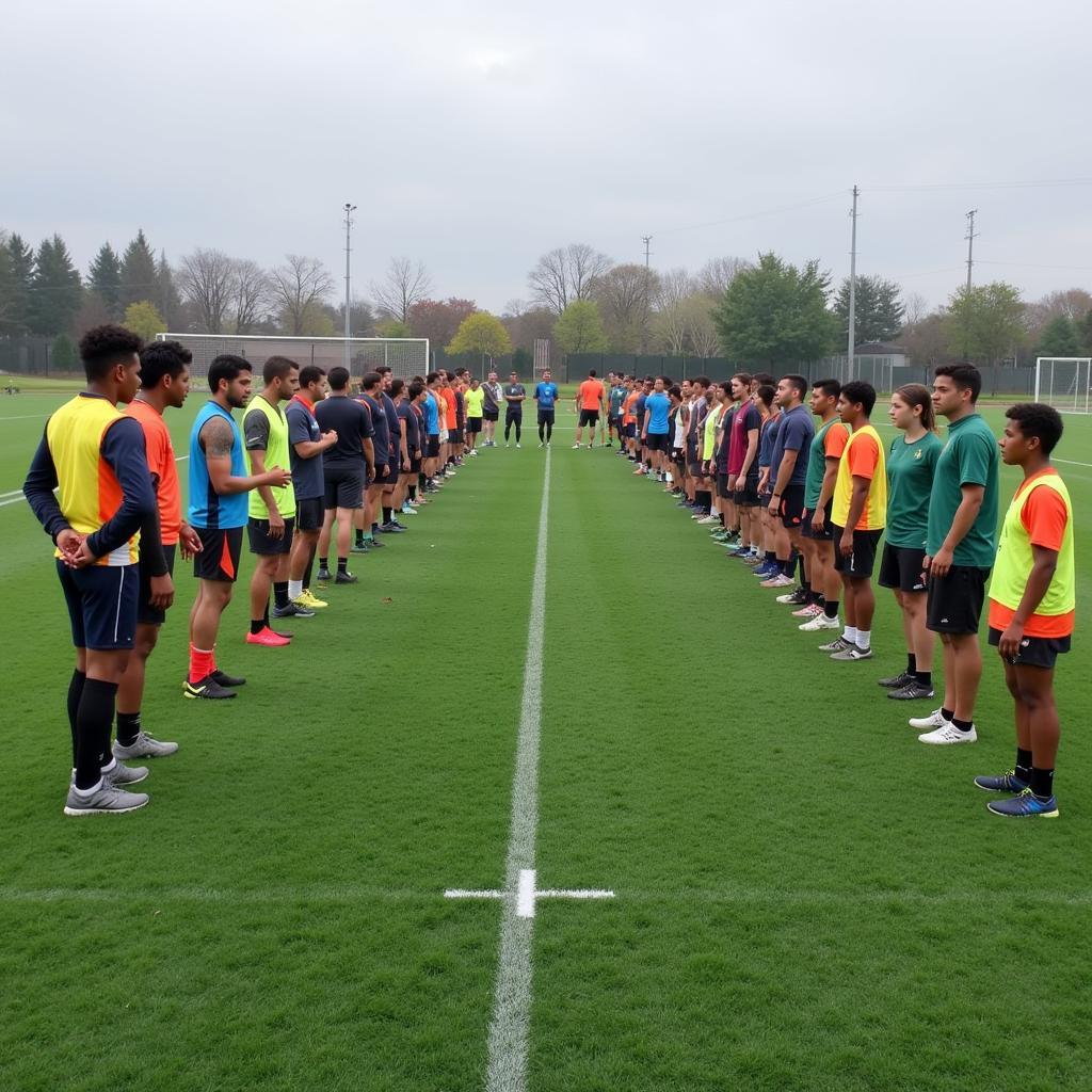 Football Gauntlet Drill Setup