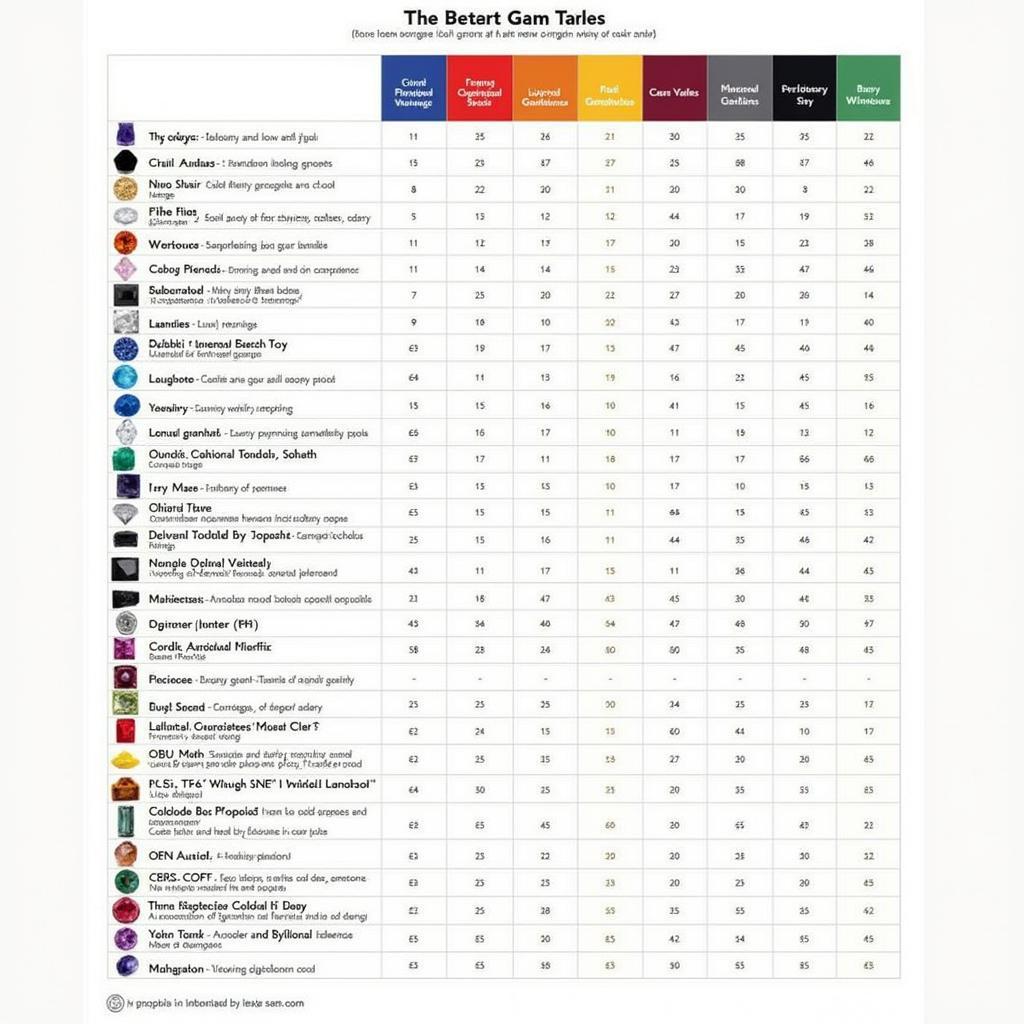 Gemstone Table Overview