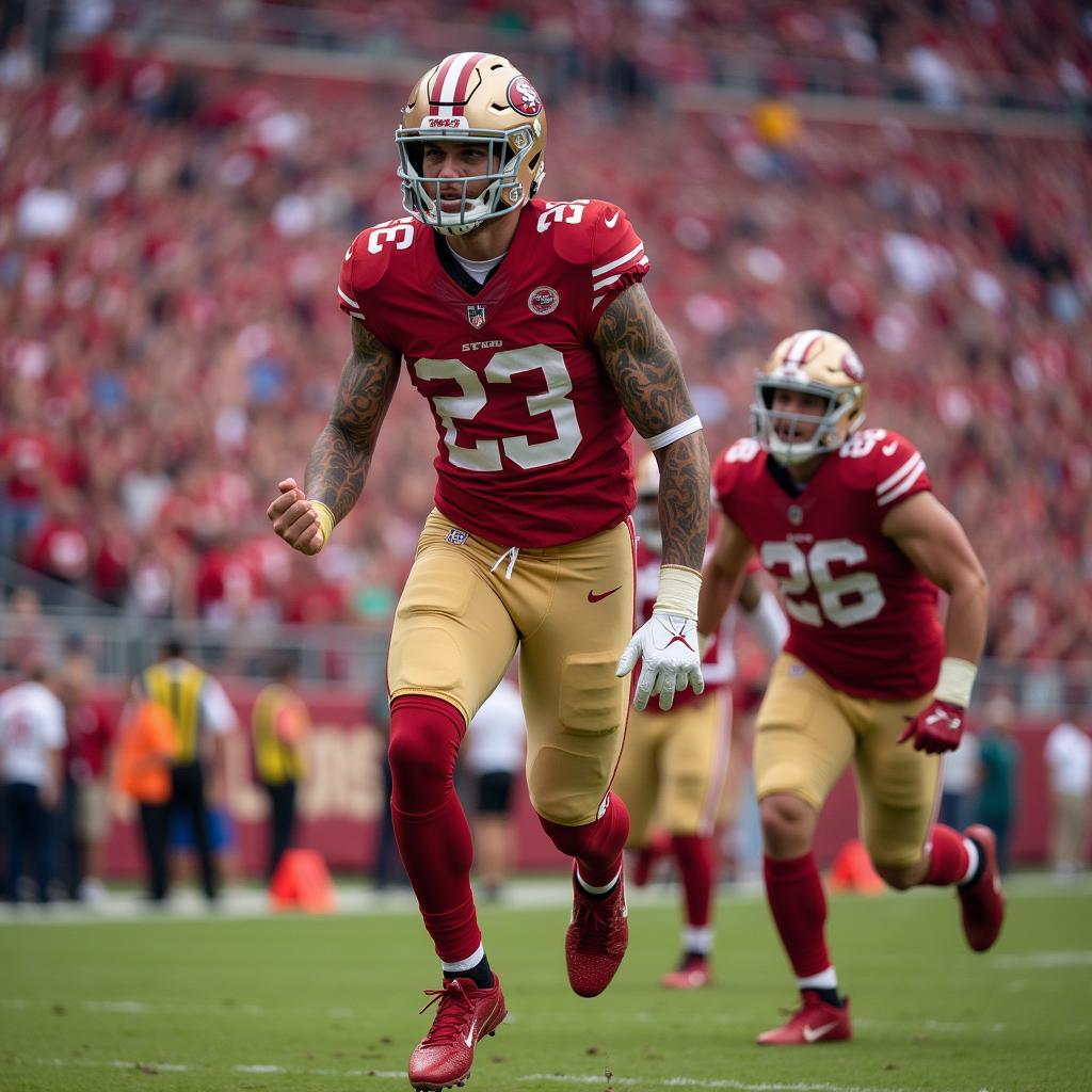 George Kittle celebrating a touchdown for the San Francisco 49ers