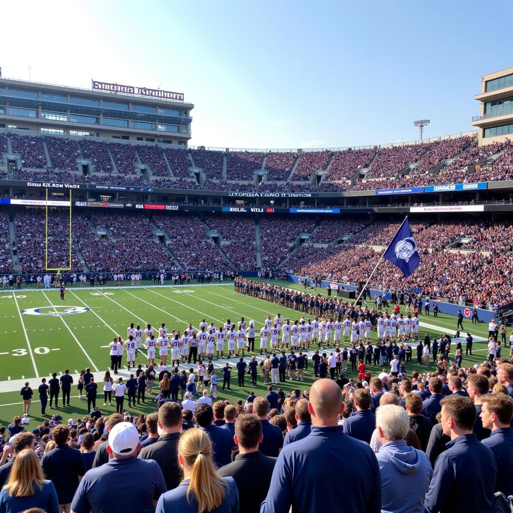 Georgia Southern football fans cheering in the stands during a game