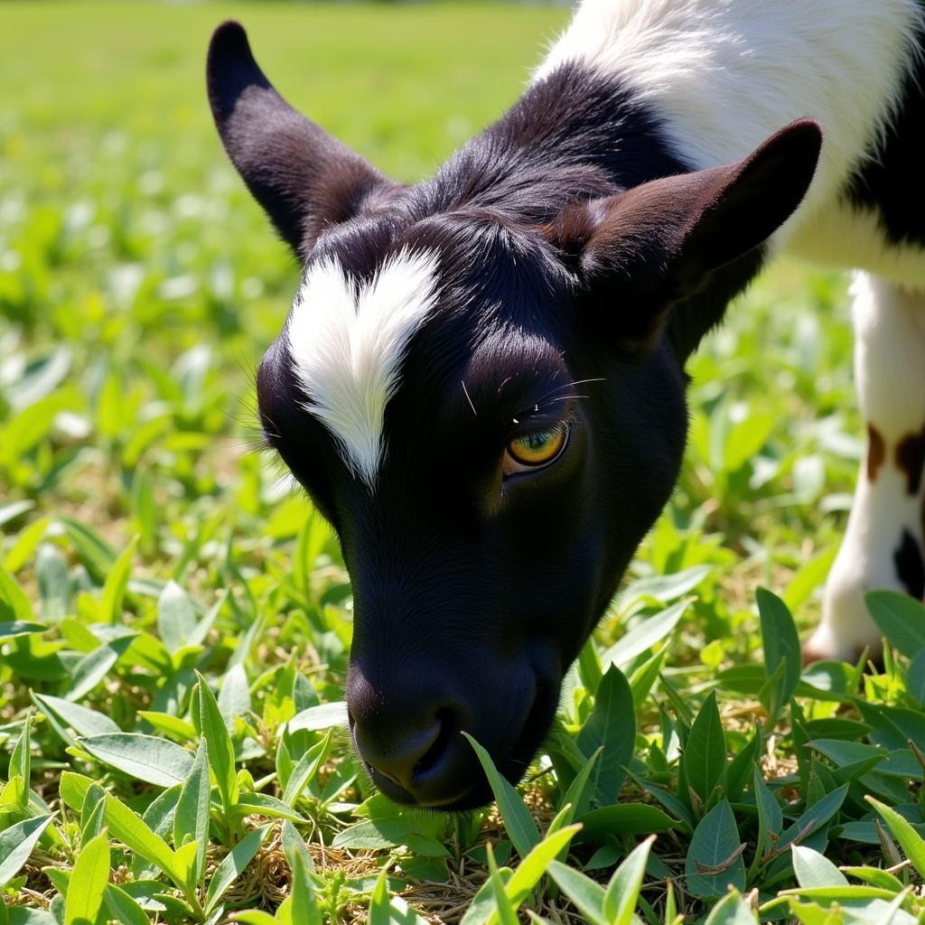 Goat Grazing in a Lush Pasture