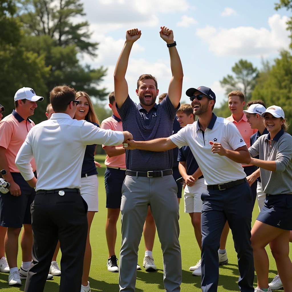 Group of golfers celebrating