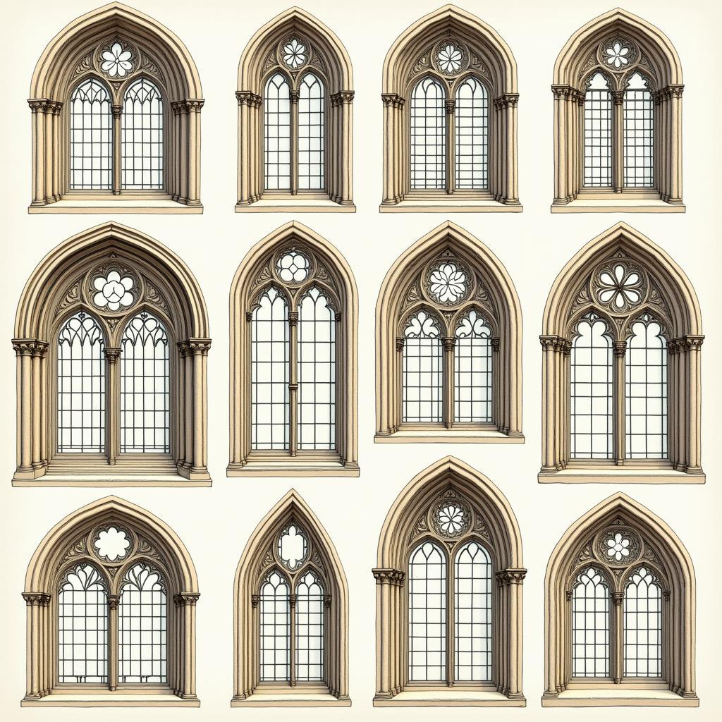 Different styles of gothic windows