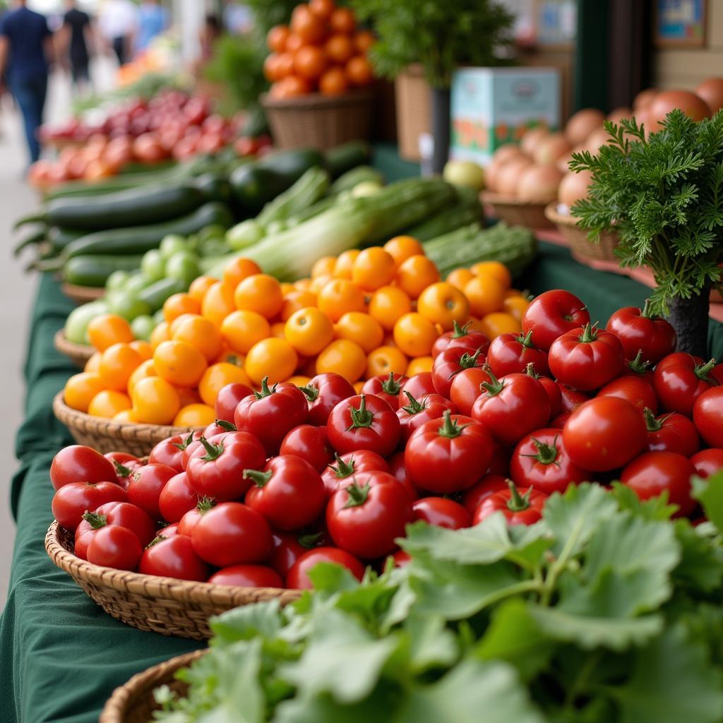 Vibrant display of G&R Farms produce at a local market