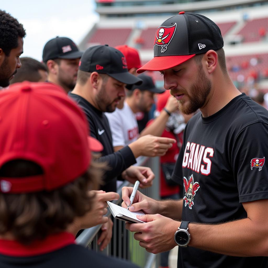 Grant Stuard signing autographs for fans.