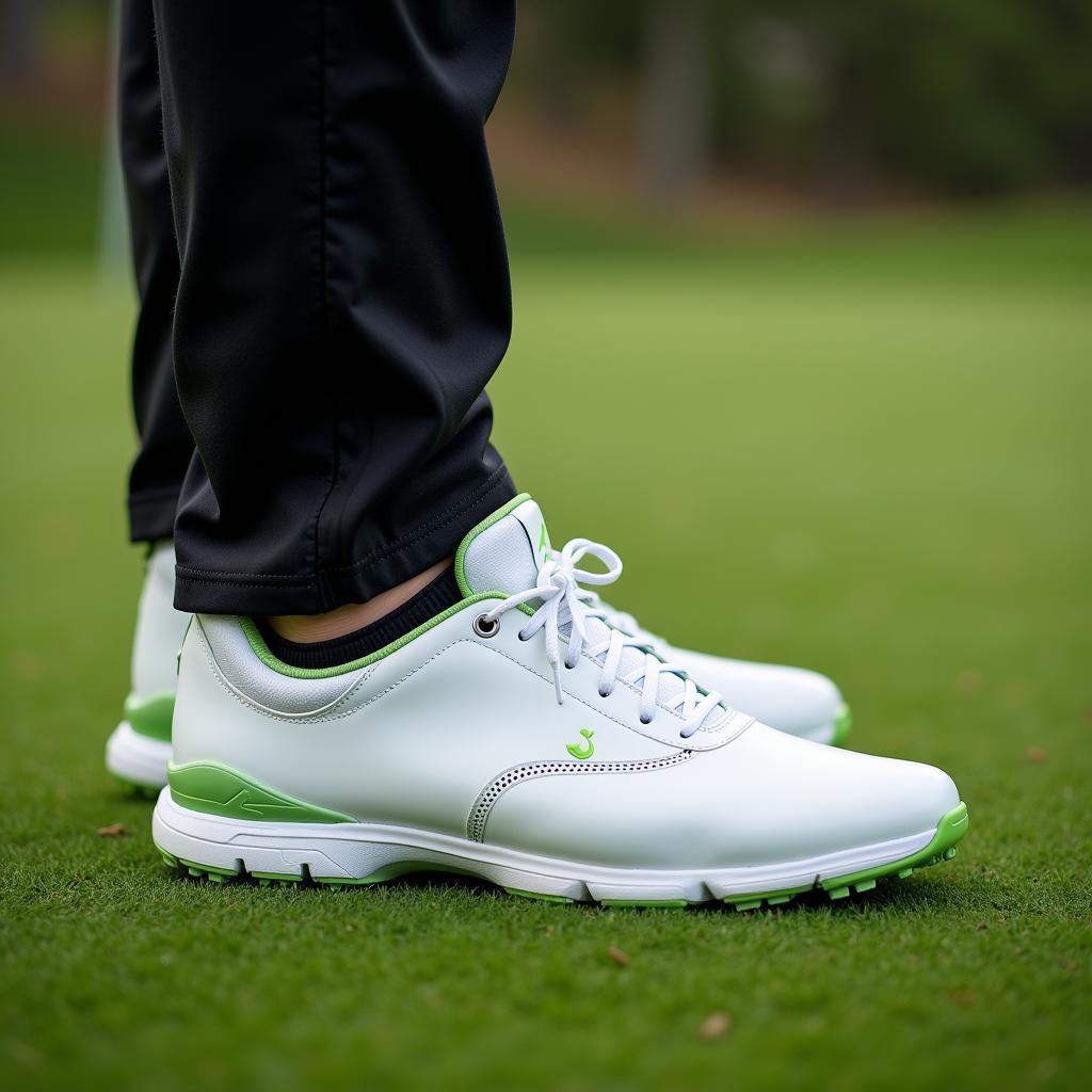 Golfers sporting green shoes at the Masters