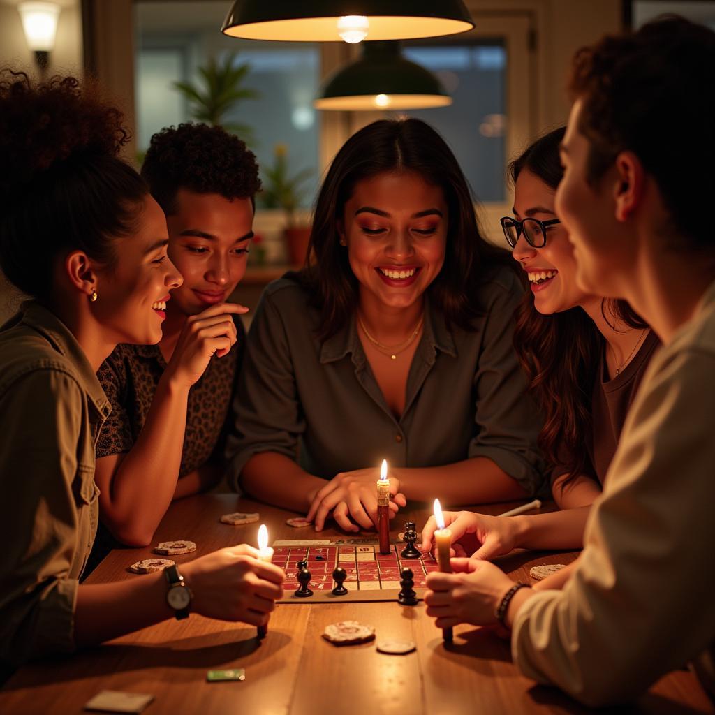 Friends enjoying a game of Flesh and Blood, emphasizing the social and community aspect of the hobby.