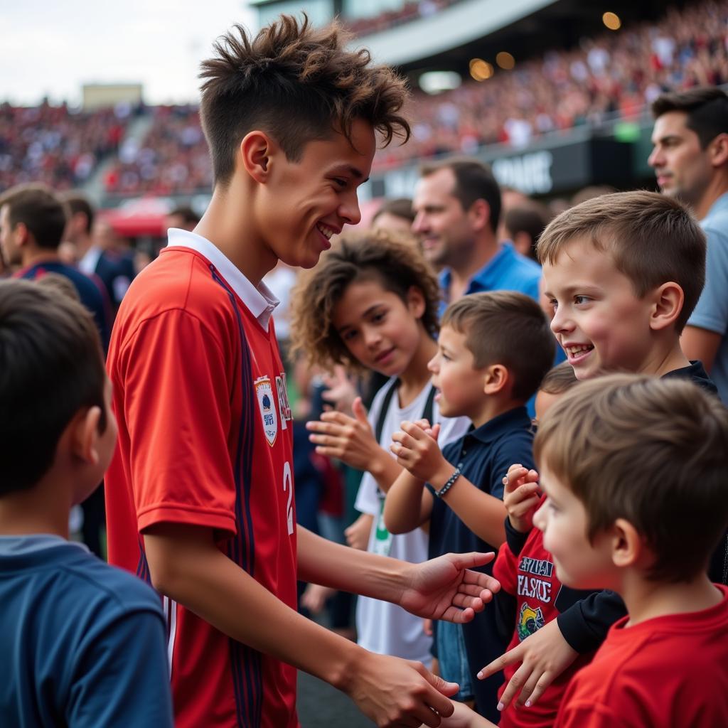 Grutalex interacts with young fans, signing autographs and posing for photos