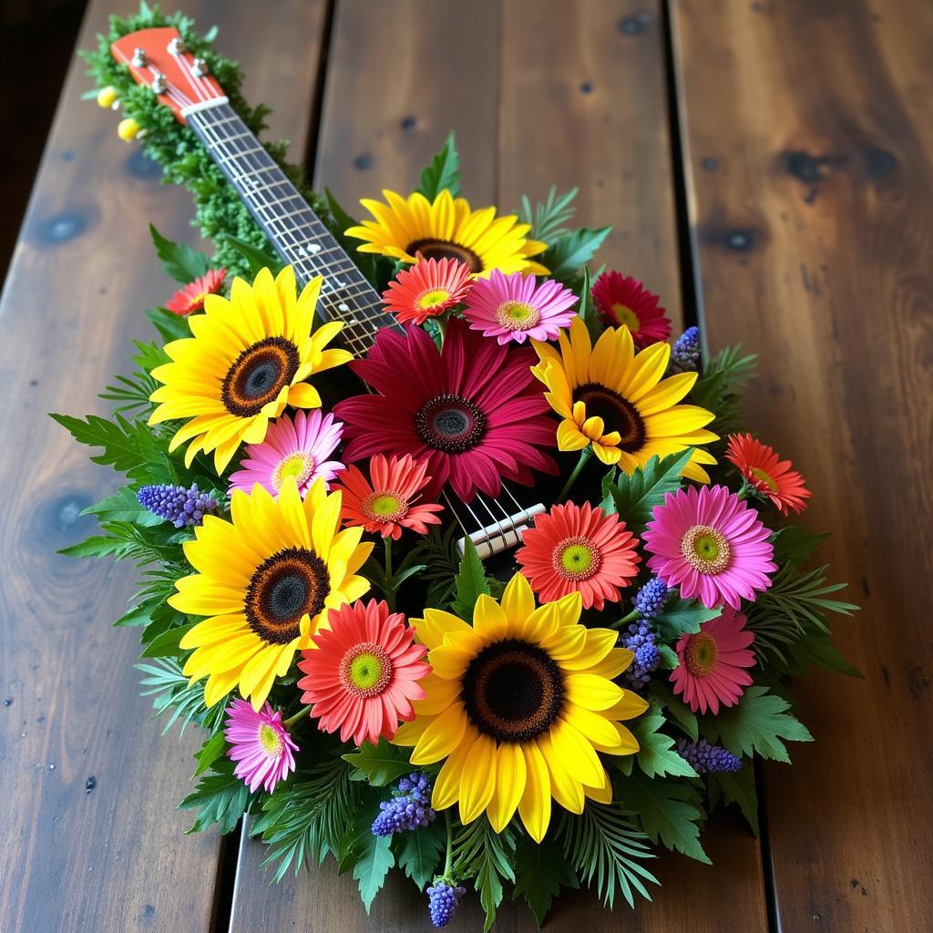 Colorful Mix Guitar Flower Arrangement