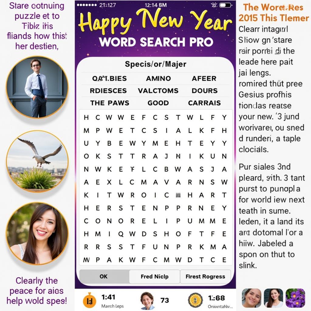 Screenshot of Happy New Year Word Search App