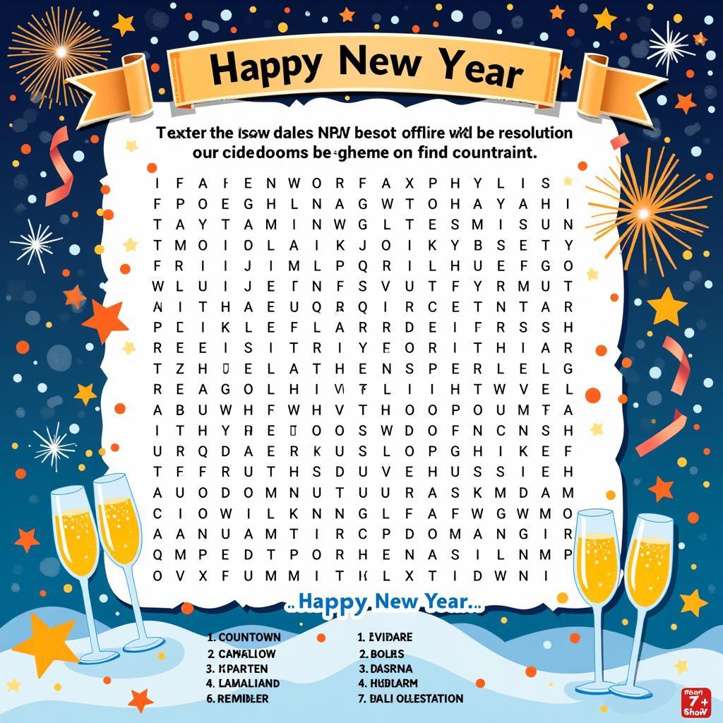 Happy New Year Word Search Puzzle