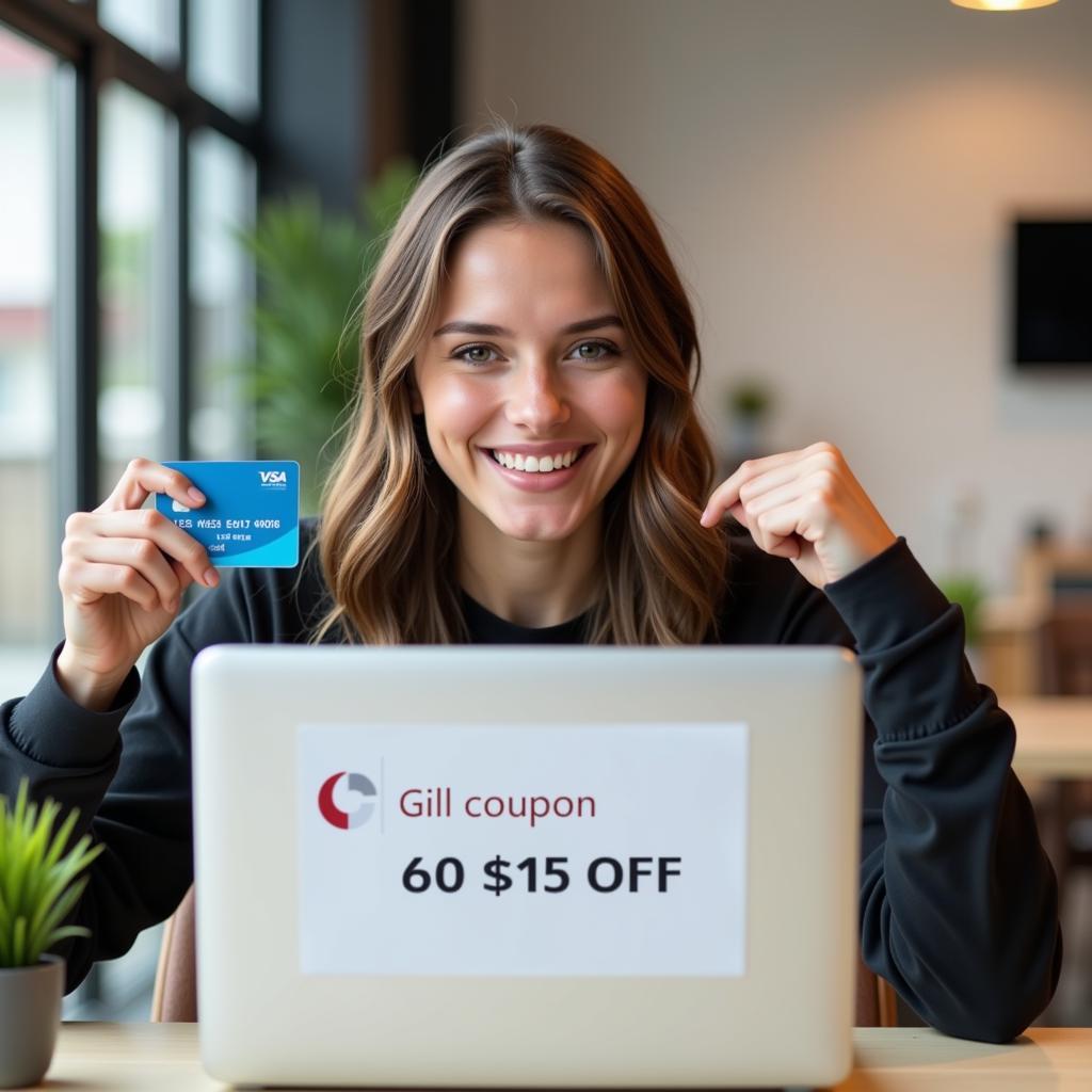 An Excited Online Shopper Celebrating Savings with a Citadel Coupon