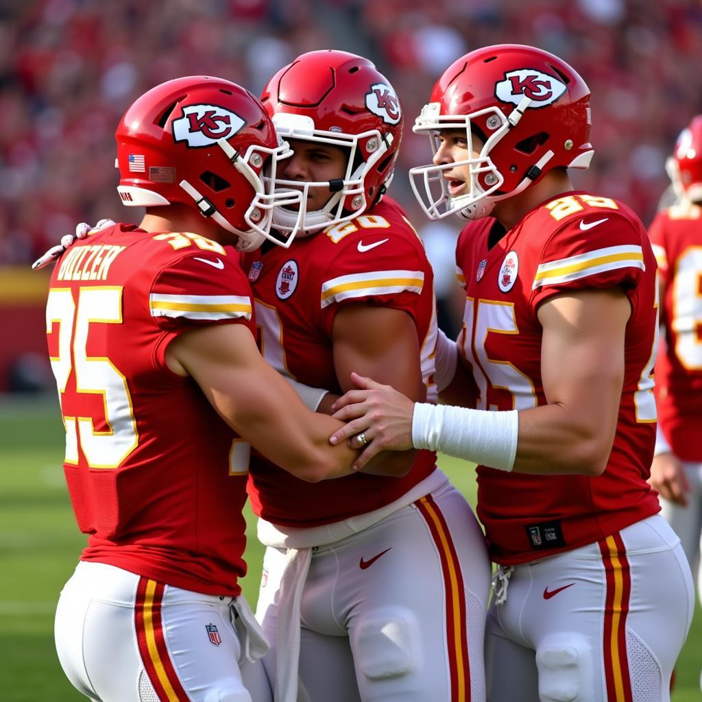 Harrison Butker celebrates a game-winning field goal