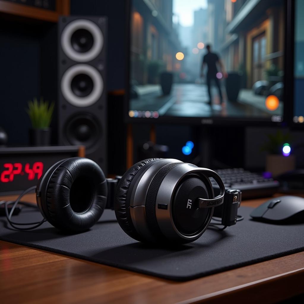 HD 560S headphones on a gaming desk setup