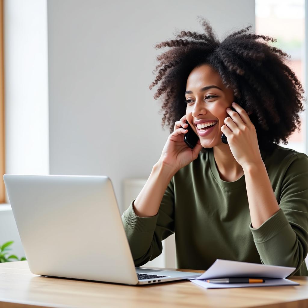 A person on the phone discussing healthcare plans with a health scout