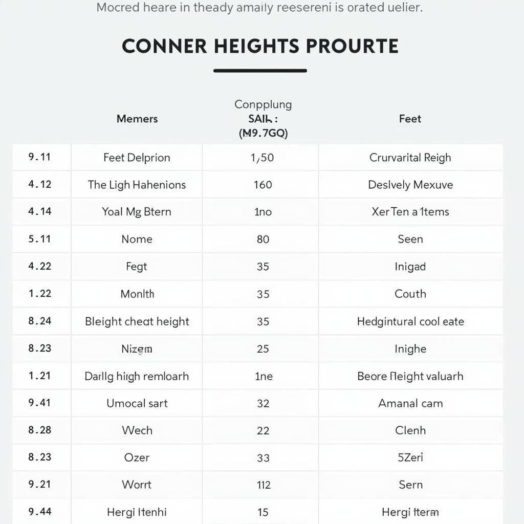 Height Conversion Chart