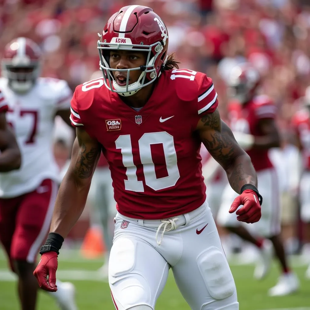 Henry To'oto'o in action wearing his number 10 Alabama jersey